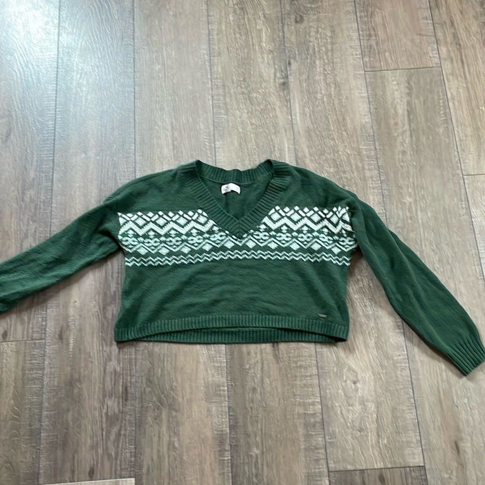 Hollister Slouchy Crop Sweater Green XS